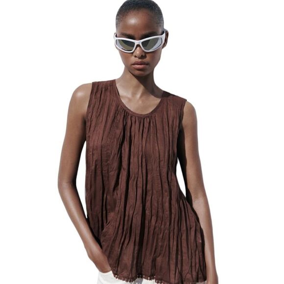 ZARA | Brown | RAMIE PASSEMENTERIE BLOUSE - Picture 7 of 14